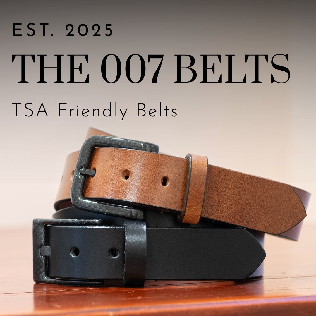 007 Leather Dress Belt Set | Pilot Belts | Carbon Fiber Buckles 007 Leather Dress Belt Set | Pilot Belts | Carbon Fiber Buckles