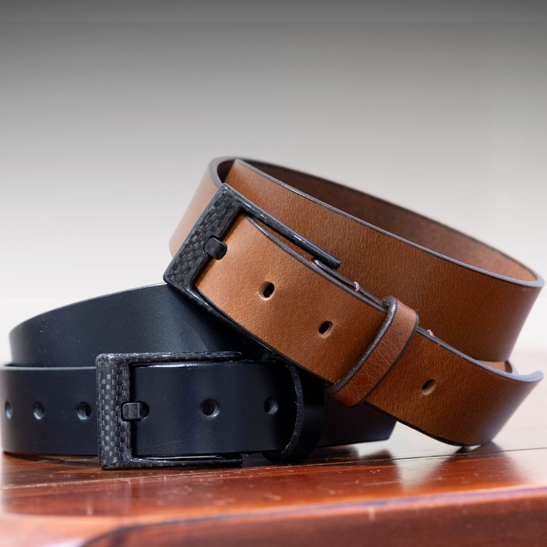 Classified Leather Dress Belt Set | Pilot Belts | Carbon Fiber Buckle Classified Leather Dress Belt Set | Pilot Belts | Carbon Fiber Buckle