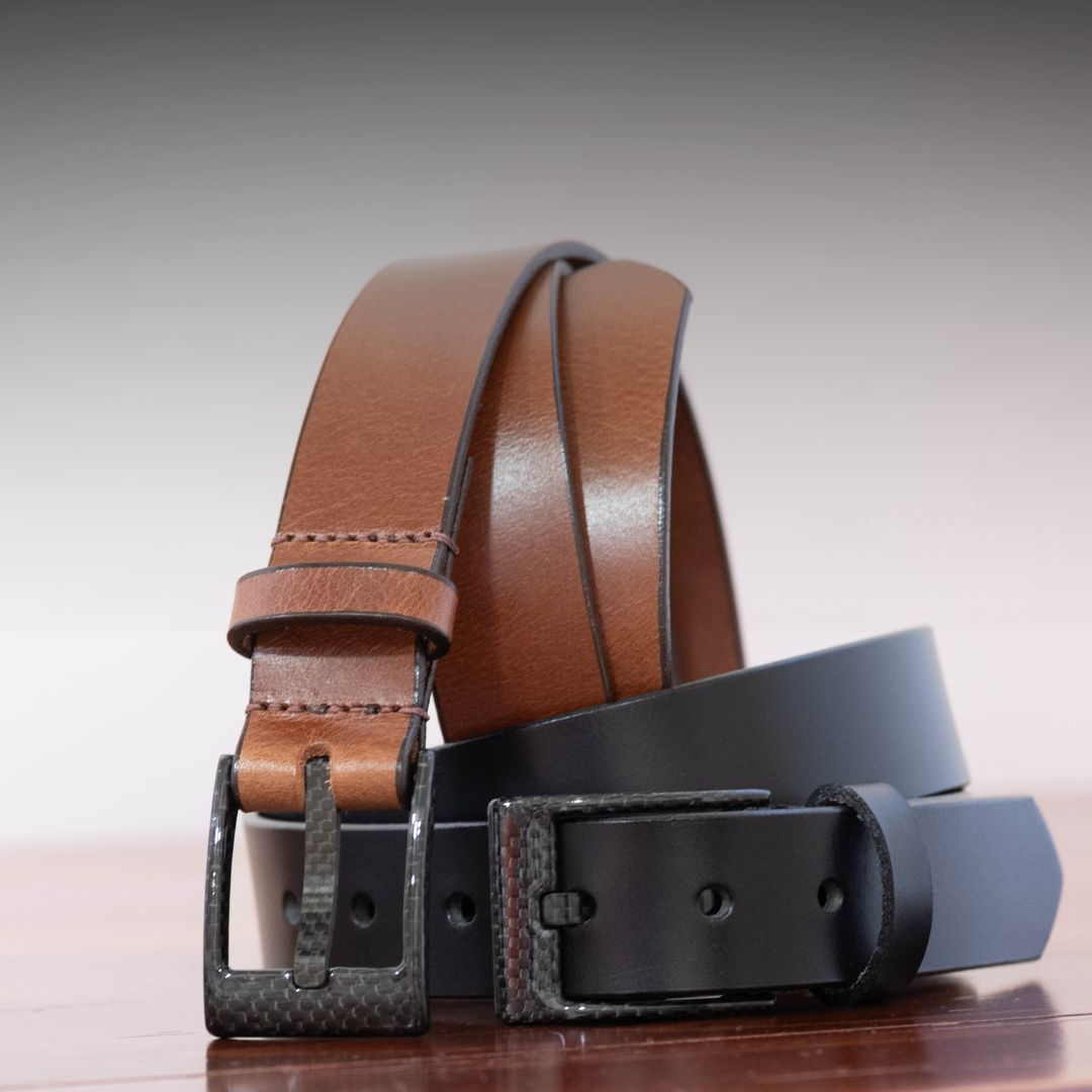 Classified Leather Dress Belt Set | Pilot Belts | Carbon Fiber Buckle Classified Leather Dress Belt Set | Pilot Belts | Carbon Fiber Buckle