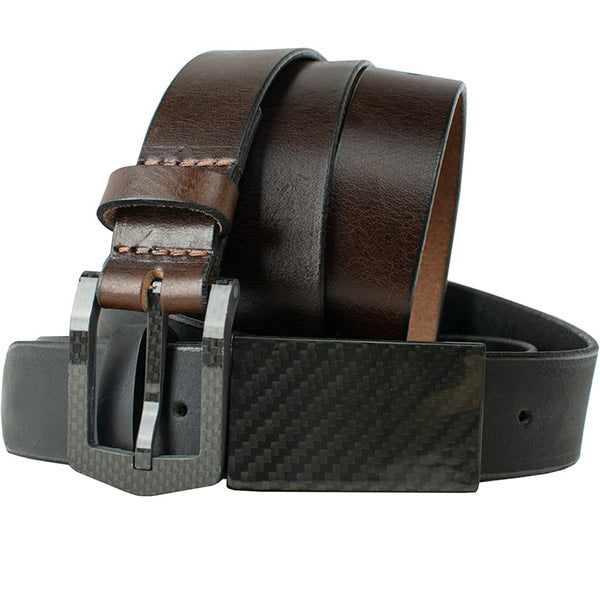 Carbon Fiber Wide Pin Black Belt | Made in USA, Metal Free 40 inch / Black / Carbon Fiber/Leather