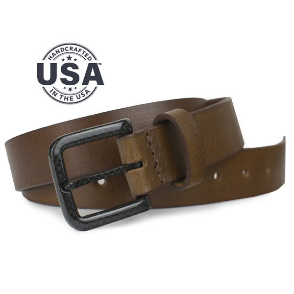 The Specialist Brown Belt by Nickel Smart - carbonfiberbelts.com, genuine leather, made in the USA