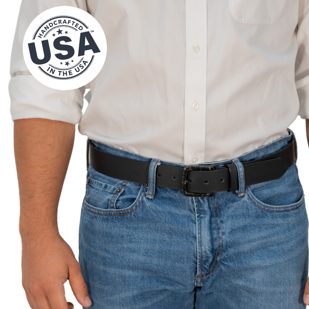 The Specialist Black Leather Belt | Carbon Fiber Belt